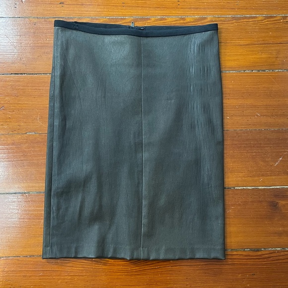 A.L.C. Reptile Leather Stretch Mini Pencil Skirt w Wool Mohair Trim - Sz 6 - Picture 1 of 10